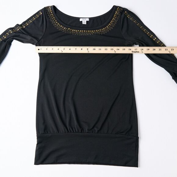 Vintage Cache Womens S Going Out Top Black Embellished Tunic Y2K Clubwear Glam - Picture 3 of 11